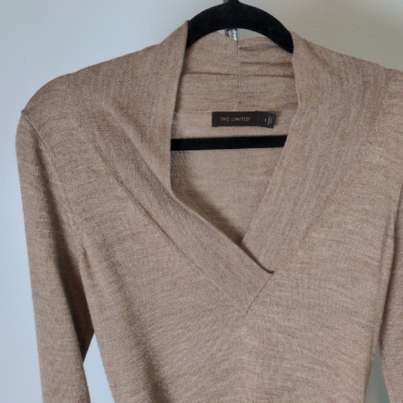 The Limited Tan Cowl Neck Sheath Dress for Work,Small - Picture 4 of 8